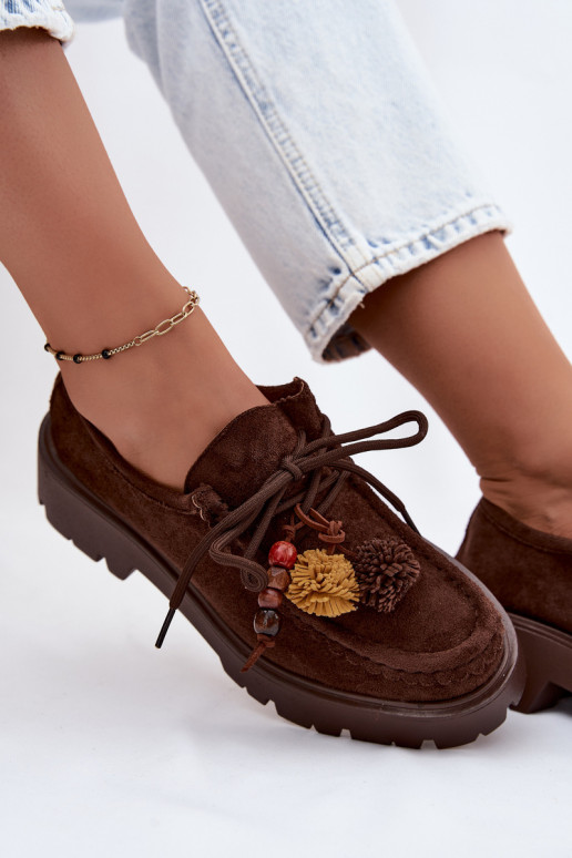 Scarpe con bei dettagli in suede artificiale cioccolato Melonia