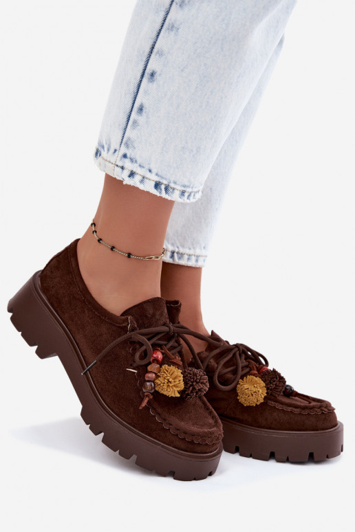 Scarpe con bei dettagli in suede artificiale cioccolato Melonia