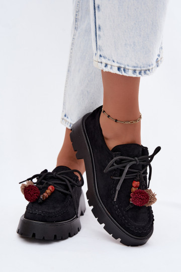Scarpe con bei dettagli in suede artificiale nero Melonia 2