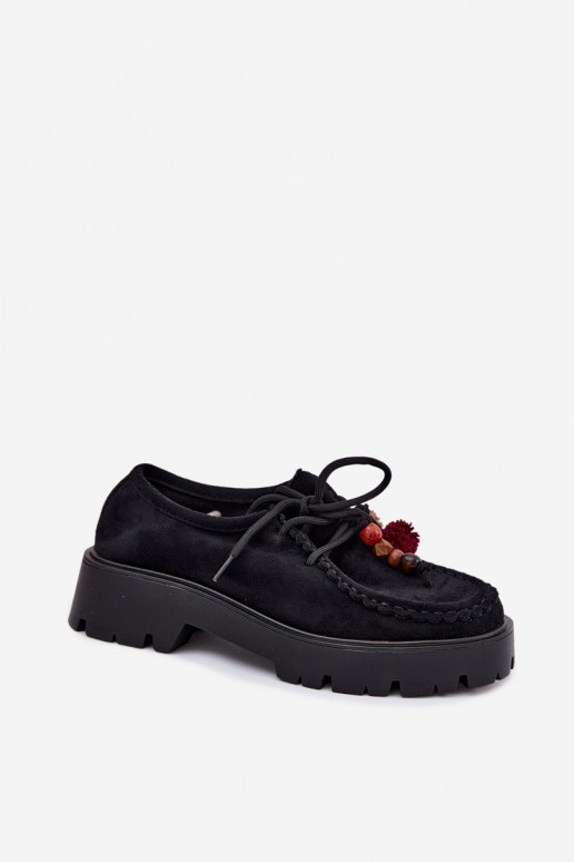 Scarpe con bei dettagli in suede artificiale nero Melonia