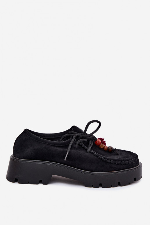 Scarpe con bei dettagli in suede artificiale nero Melonia