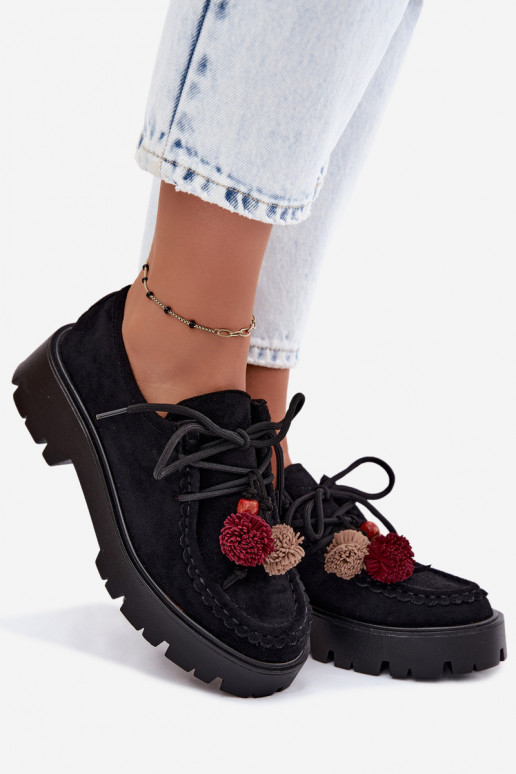 Scarpe con bei dettagli in suede artificiale nero Melonia