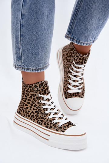 Scarpe casual con cavigliera e stampa leopardata Inildrose