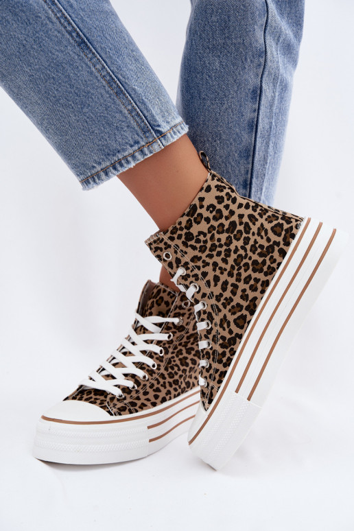 Scarpe casual con cavigliera e stampa leopardata Inildrose