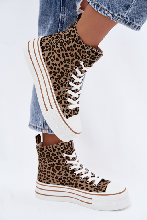 Scarpe casual con cavigliera e stampa leopardata Inildrose