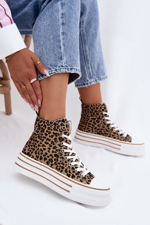 Scarpe casual con cavigliera e stampa leopardata Inildrose
