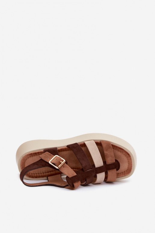 Sandali con piattaforma e cinturini in suede artificiale marrone Glimelle