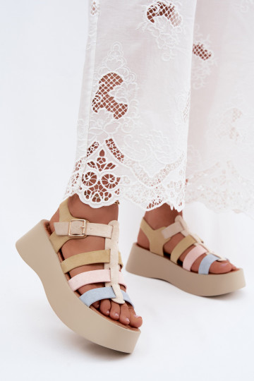 Sandali con piattaforma e cinturini in suede artificiale di vari colori Glimelle 2