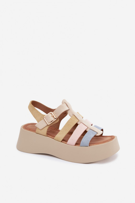 Sandali con piattaforma e cinturini in suede artificiale di vari colori Glimelle