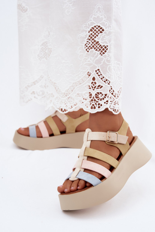 Sandali con piattaforma e cinturini in suede artificiale di vari colori Glimelle