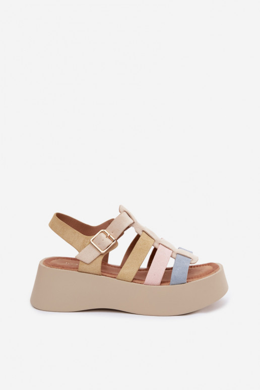 Sandali con piattaforma e cinturini in suede artificiale di vari colori Glimelle