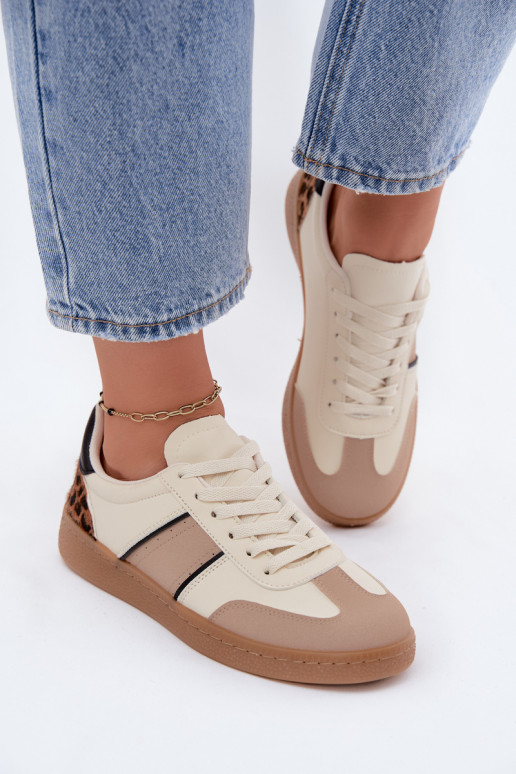 Sneakers in pelle sintetica sabbia Corelle