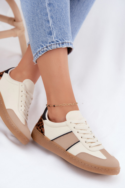 Sneakers in pelle sintetica sabbia Corelle