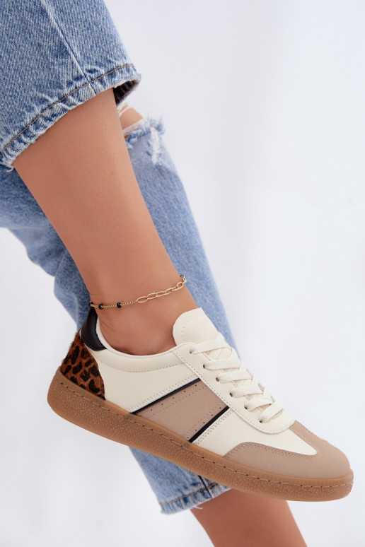 Sneakers in pelle sintetica sabbia Corelle