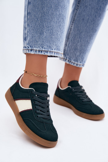 Sneakers da donna in ecopelle verde bottiglia Corelle