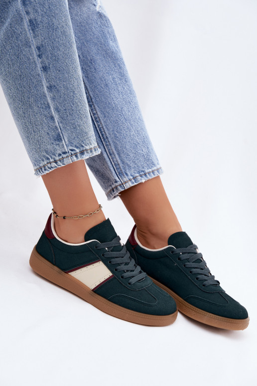 Sneakers da donna in ecopelle verde bottiglia Corelle