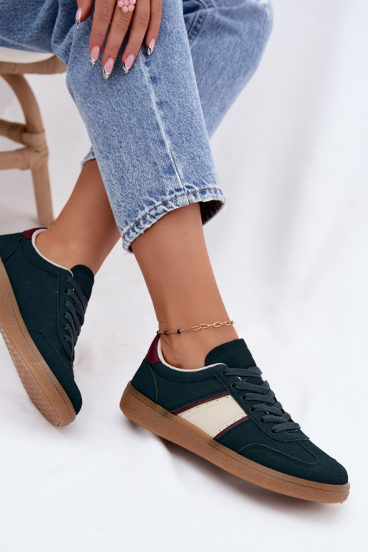 Sneakers da donna in ecopelle verde bottiglia Corelle