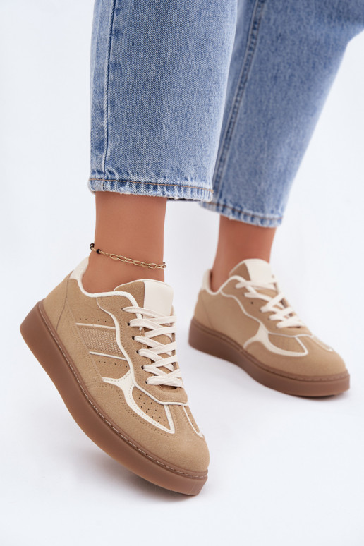 Sneakers basse da donna in colore sabbia Brenelle