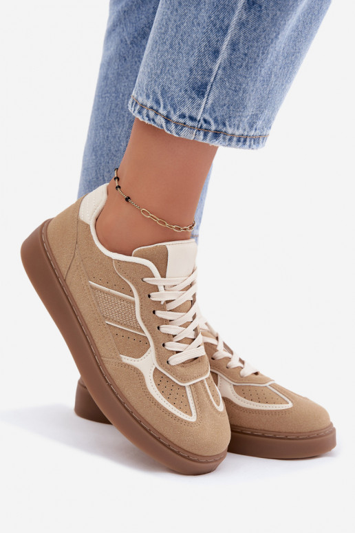 Sneakers basse da donna in colore sabbia Brenelle