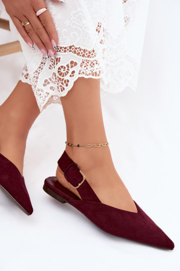 Ballerine da donna con fibbie in colore bordeaux Tanelia