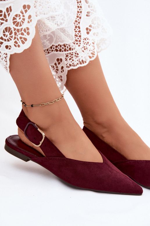 Ballerine da donna con fibbie in colore bordeaux Tanelia