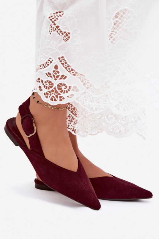 Ballerine da donna con fibbie in colore bordeaux Tanelia