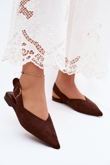 Ballerine da donna con fibbie in colore marrone scuro Tanelia 2