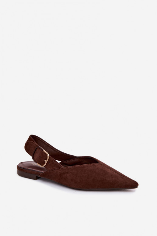 Ballerine da donna con fibbie in colore marrone scuro Tanelia