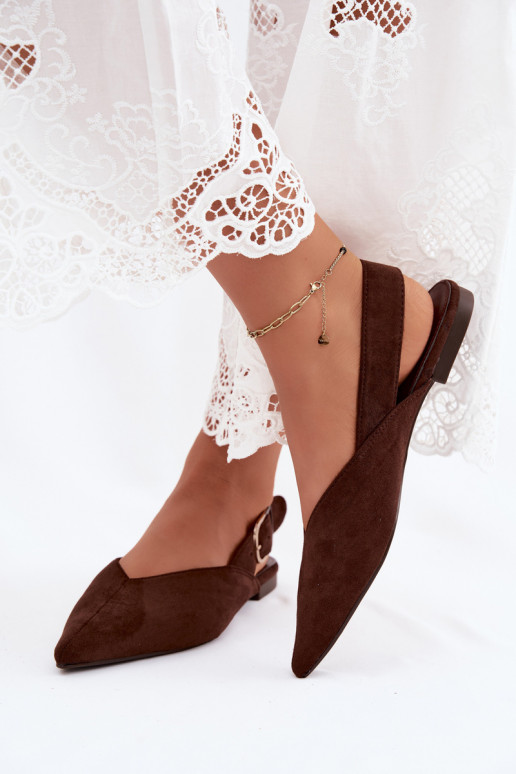 Ballerine da donna con fibbie in colore marrone scuro Tanelia