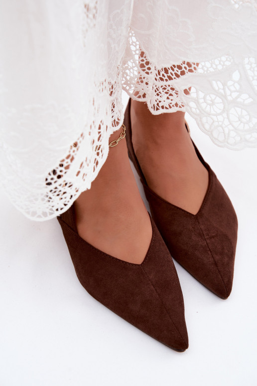 Ballerine da donna con fibbie in colore marrone scuro Tanelia