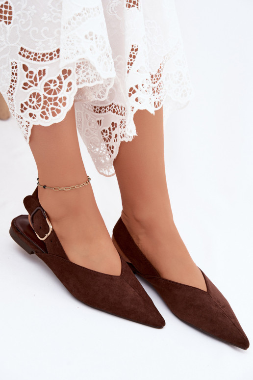 Ballerine da donna con fibbie in colore marrone scuro Tanelia