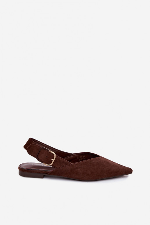 Ballerine da donna con fibbie in colore marrone scuro Tanelia