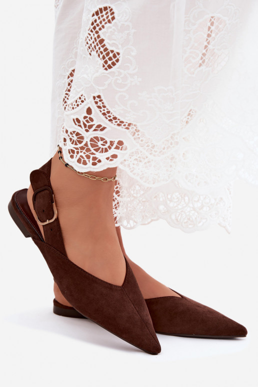 Ballerine da donna con fibbie in colore marrone scuro Tanelia