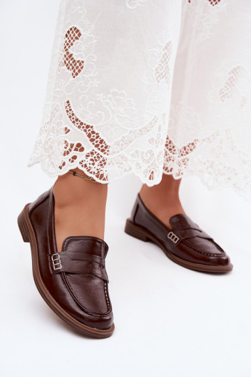 Mocassini da donna in vernice color cioccolato in ecopelle Roslyn