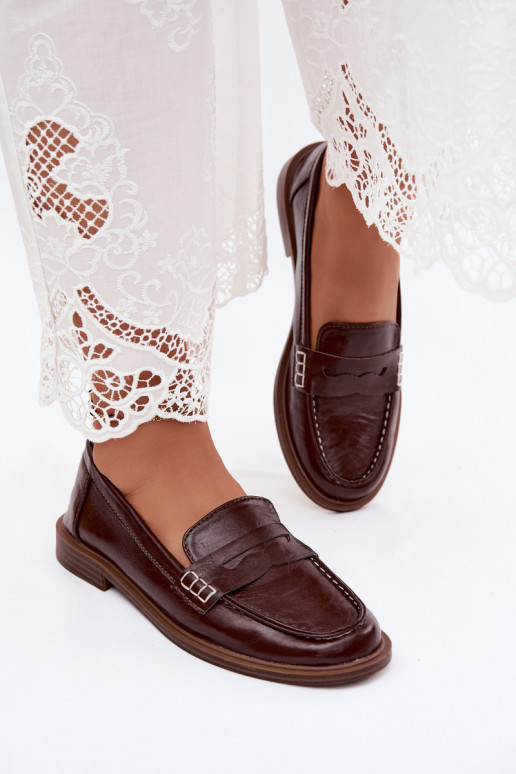 Mocassini da donna in vernice color cioccolato in ecopelle Roslyn