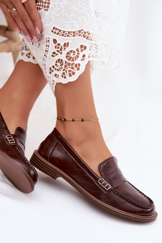 Mocassini da donna in vernice color cioccolato in ecopelle Roslyn