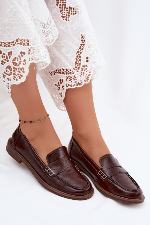 Mocassini da donna in vernice color cioccolato in ecopelle Roslyn