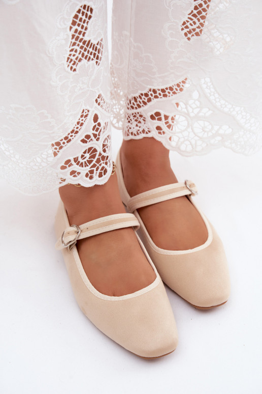 Ballerine da donna con cinturini in colore sabbia in ecopelle scamosciata Birchia