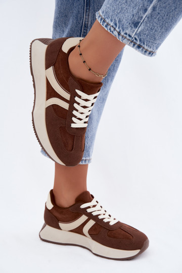 Sneakers da donna con piattaforma in colore marrone Laurelia