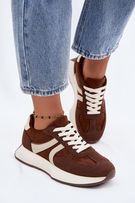 Sneakers da donna con piattaforma in colore marrone Laurelia