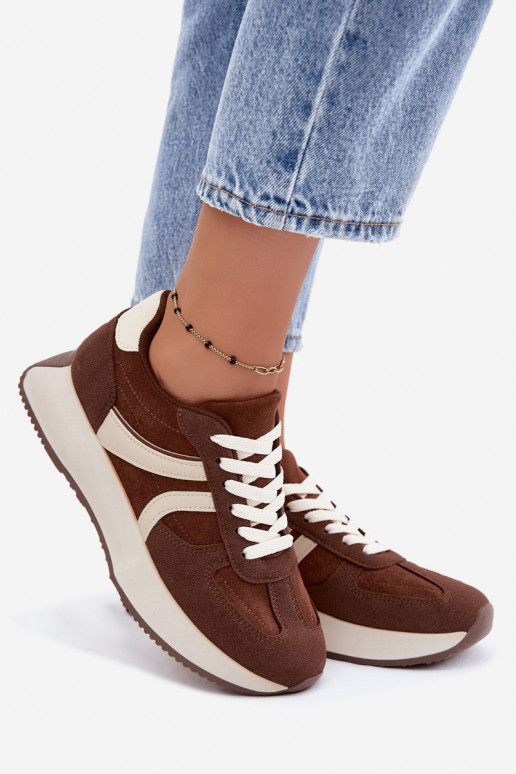 Sneakers da donna con piattaforma in colore marrone Laurelia