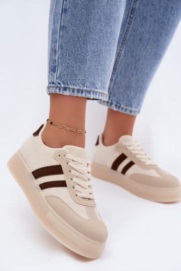 Sneakers beige con piattaforma Giselia