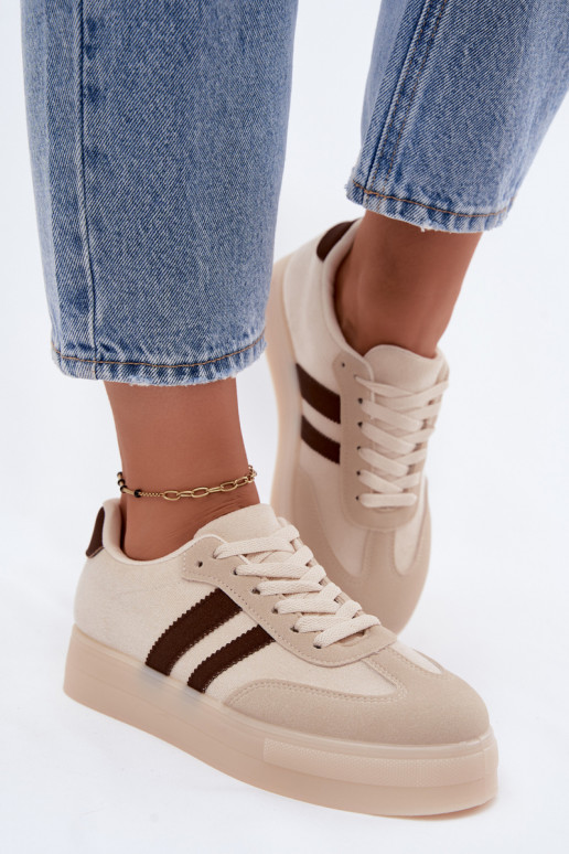Sneakers beige con piattaforma Giselia
