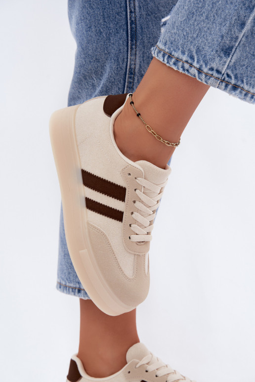 Sneakers beige con piattaforma Giselia