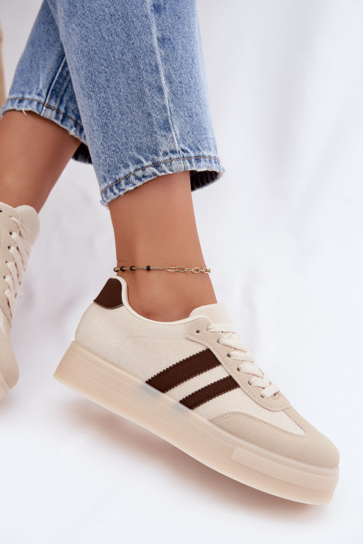Sneakers beige con piattaforma Giselia