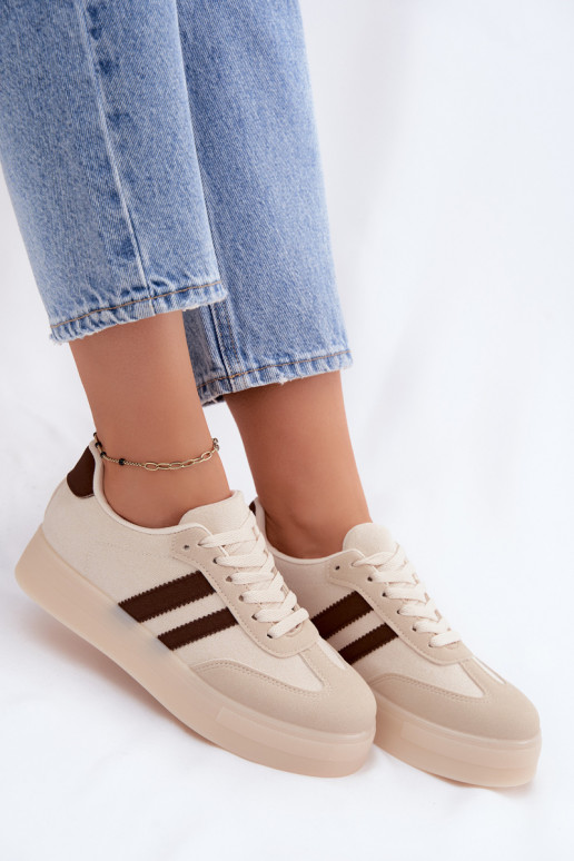 Sneakers beige con piattaforma Giselia