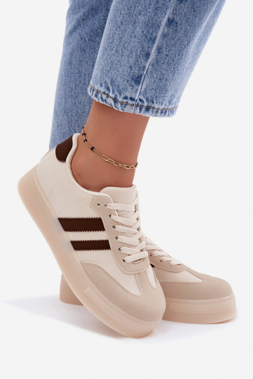 Sneakers beige con piattaforma Giselia