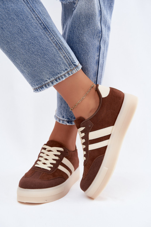 Sneakers marroni con piattaforma Giselia