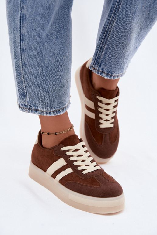 Sneakers marroni con piattaforma Giselia