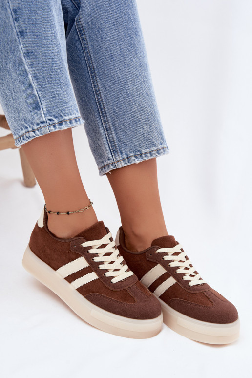 Sneakers marroni con piattaforma Giselia